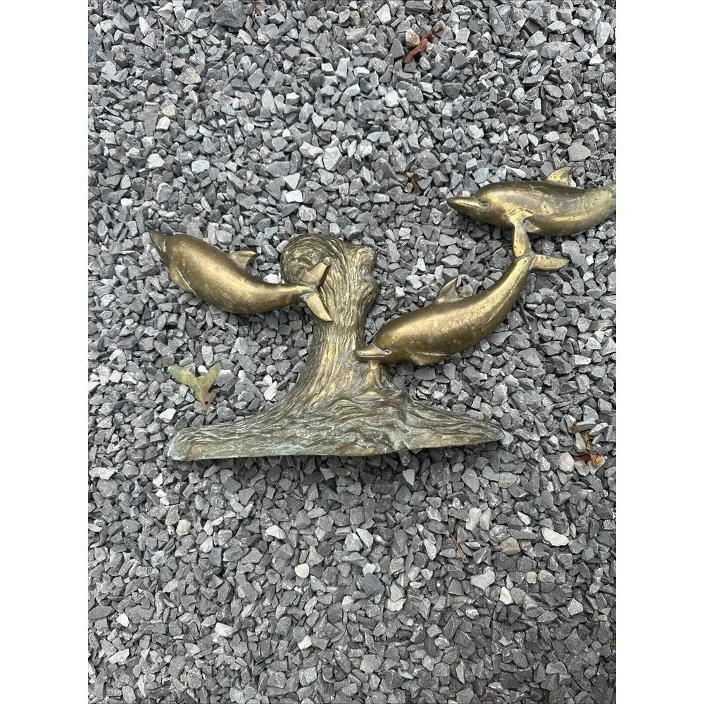 Brass Dolphins Swimming In The‎ Surf Beautiful Patina